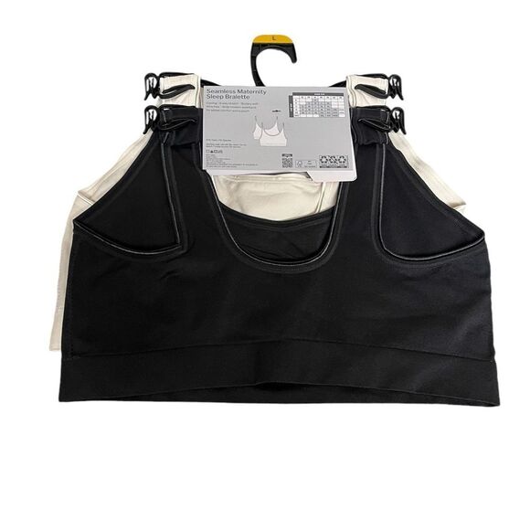 NWT 2 Pack Seamless Materntiny Soft Bra Black Ivory Nursing Sleep Sz Large - Picture 3 of 5